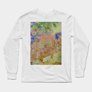 Floral Watercolour Collage 7 Long Sleeve T-Shirt